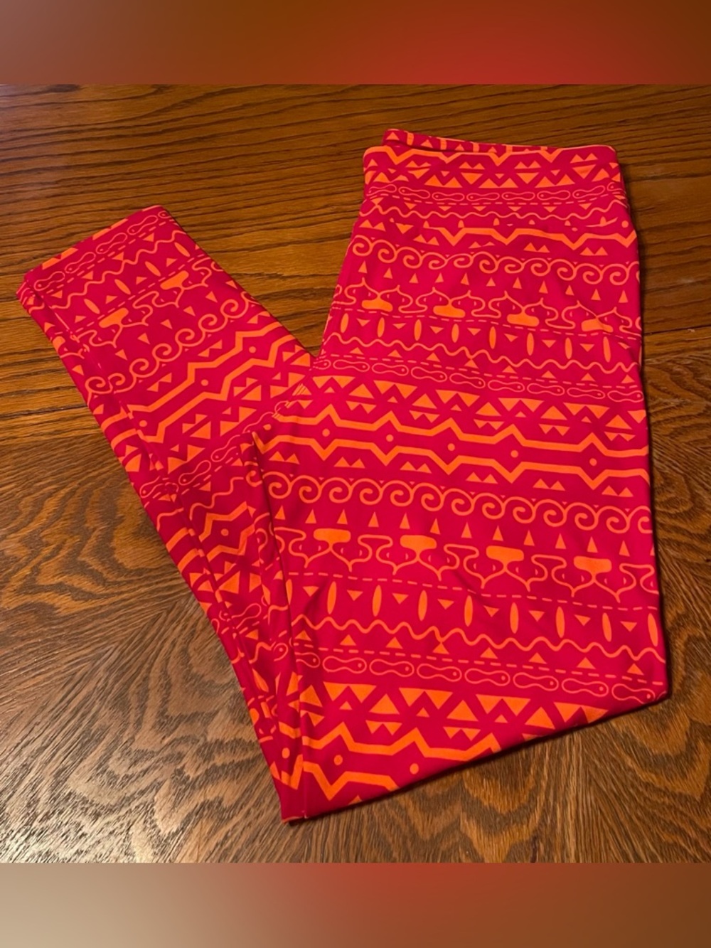 LLR TC Leggings new, never worn. Beautiful red and orange Aztec pattern.